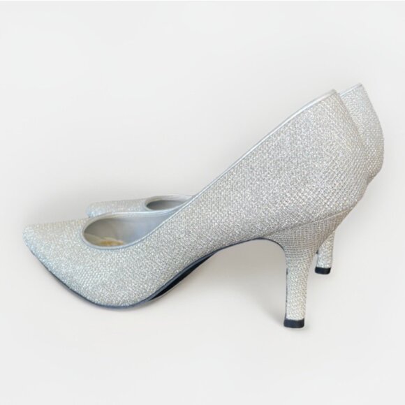 NEW WOMEN'S SIZE 8 .5 SILVER SPARKLE FIONI NIGHT HIGH HEEL SHOES - Picture 6 of 12